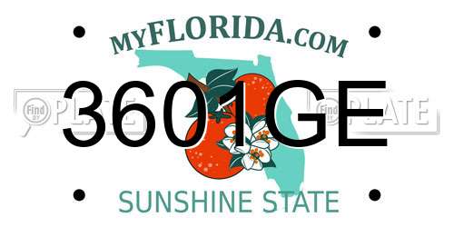 3601GE Florida License Plate