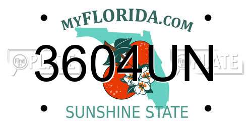 3604UN Florida License Plate