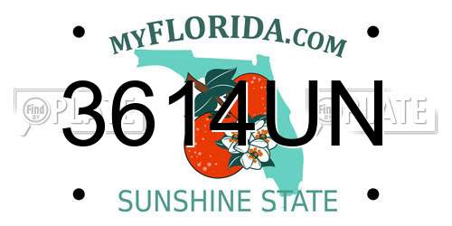 3614UN Florida License Plate