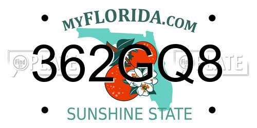 362GQ8 Florida License Plate