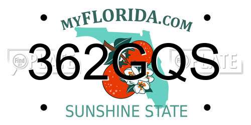 362GQS Florida License Plate
