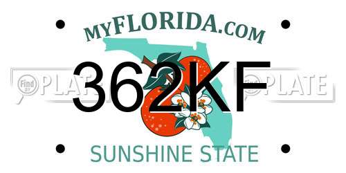 362KF Florida License Plate