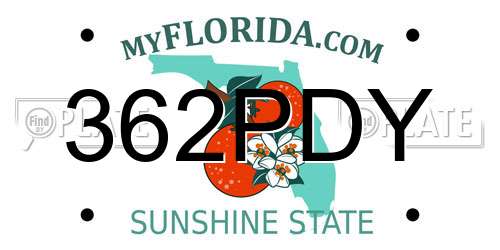 362PDY Florida License Plate