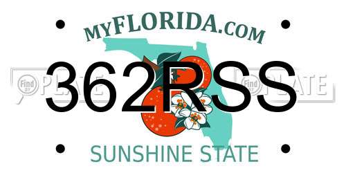 362RSS Florida License Plate