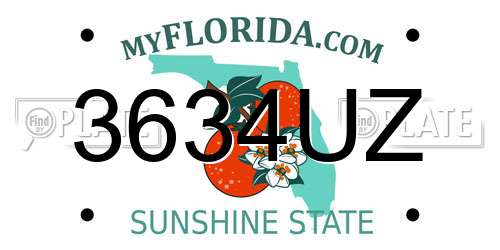 3634UZ Florida License Plate