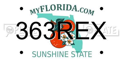363REX Florida License Plate