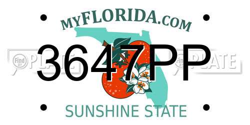 3647PP Florida License Plate
