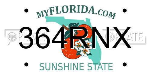 364RNX Florida License Plate