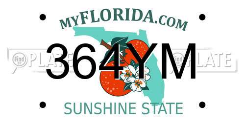 364YM Florida License Plate