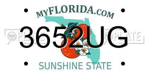 3652UG Florida License Plate