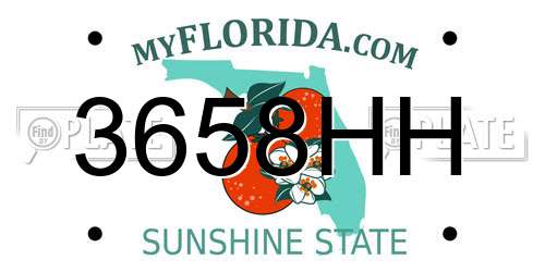 3658HH Florida License Plate