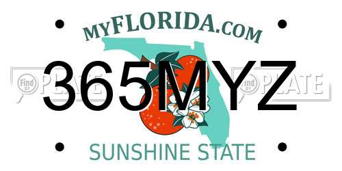 365MYZ Florida License Plate