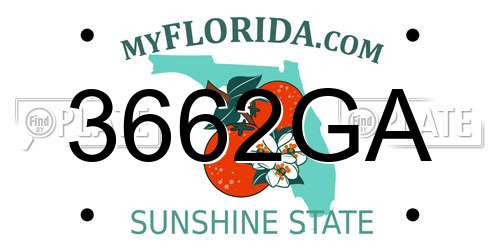 3662GA Florida License Plate