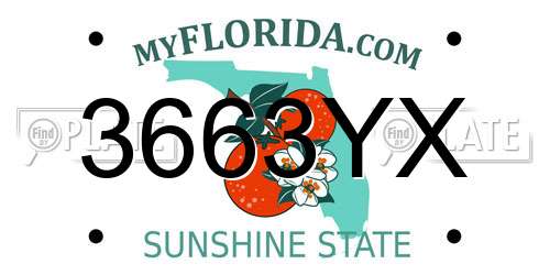 3663YX Florida License Plate