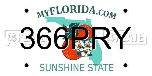 366PRY Florida License Plate