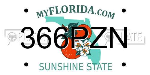 366PZN Florida License Plate