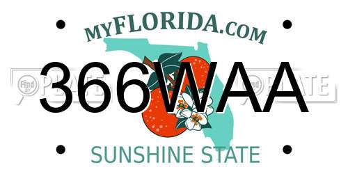 366WAA Florida License Plate
