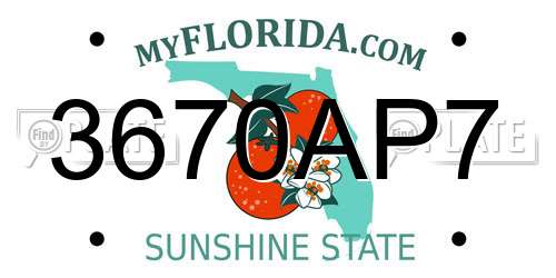 3670AP7 Florida License Plate