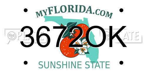 3672OK Florida License Plate