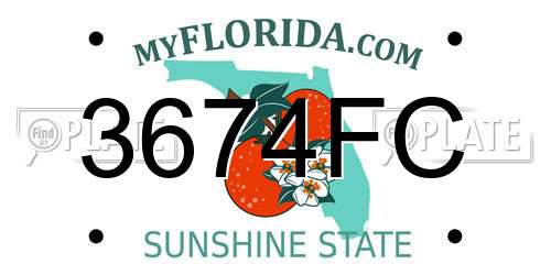 3674FC Florida License Plate