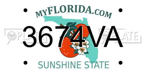 3674VA Florida License Plate