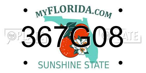 367G08 Florida License Plate