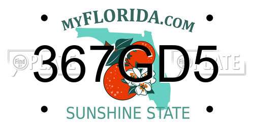 367GD5 Florida License Plate