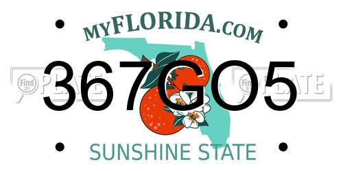 367GO5 Florida License Plate