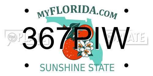 367PIW Florida License Plate