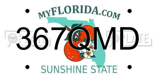 367QMD Florida License Plate