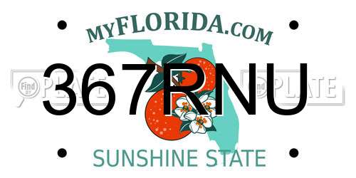 367RNU Florida License Plate