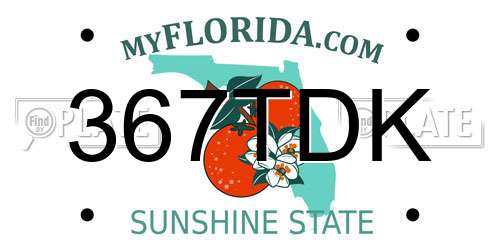 367TDK Florida License Plate