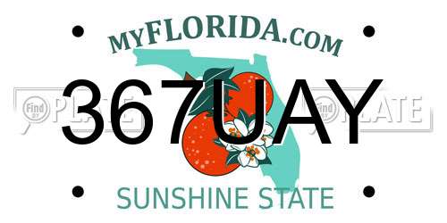 367UAY Florida License Plate