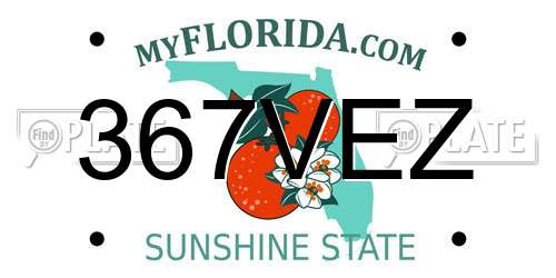 367VEZ Florida License Plate