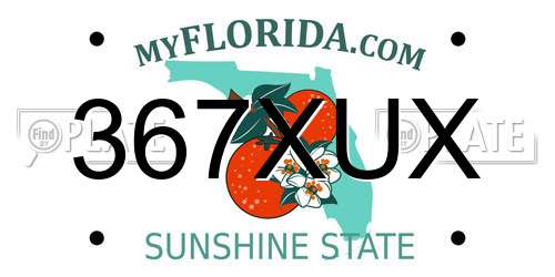 367XUX Florida License Plate
