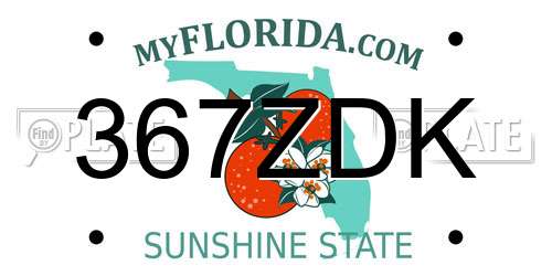 367ZDK Florida License Plate