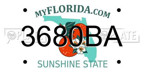 3680BA Florida License Plate