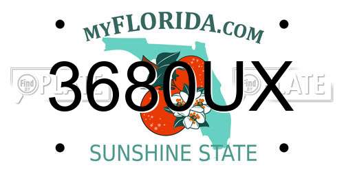 3680UX Florida License Plate