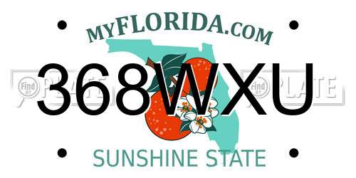 368WXU Florida License Plate