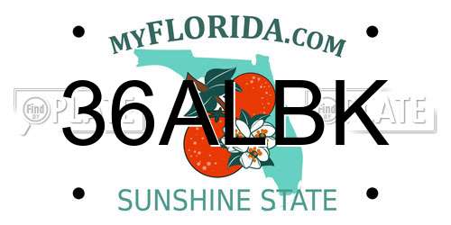36ALBK Florida License Plate