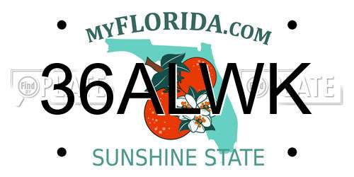 36ALWK Florida License Plate