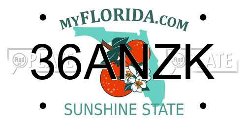 36ANZK Florida License Plate