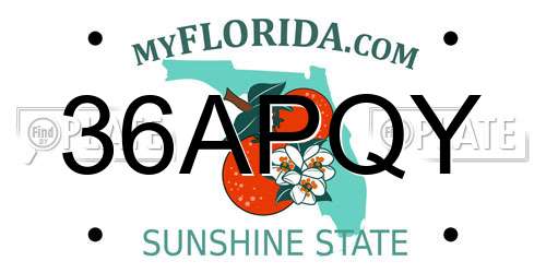 36APQY Florida License Plate