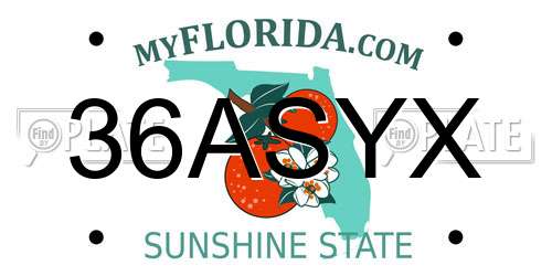 36ASYX Florida License Plate