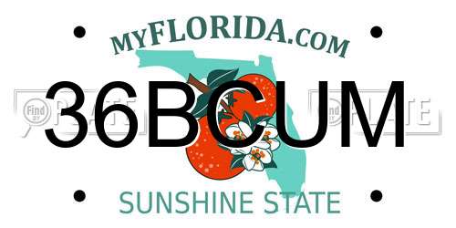 36BCUM Florida License Plate