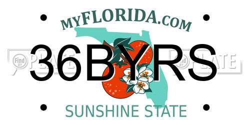 36BYRS Florida License Plate