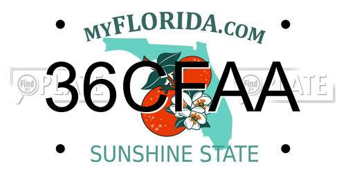 36CFAA Florida License Plate