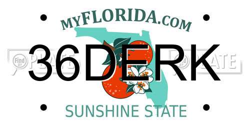 36DERK Florida License Plate
