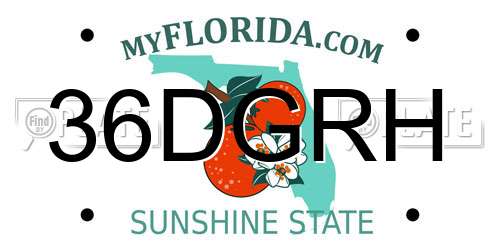 36DGRH Florida License Plate