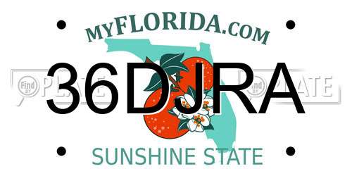 36DJRA Florida License Plate